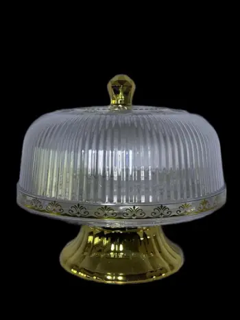 Mbajtese plastike per ëmbelsira 29CM , transparente dhe gold . UNIMIKS
