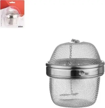 Filter çaji për bimë mjekësore, çelik inox, me grep, argjendtë