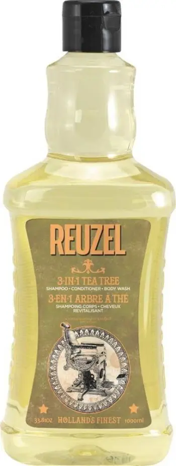 Xhel dushi 3 në 1 Reuzel Tea Tree, shampo balsam dhe trup, 1000ml, transparent