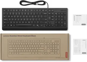 Tastierë Lenovo Essential Wired, USB Type A, Copilot Hotkey, e zezë
