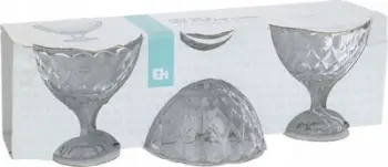 Set kupa ëmbëlsirash qelqi, 6 copa, transparente