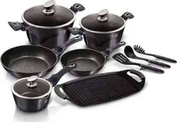 Set tenxhere Berlinger Haus BH-6911 Carbon Pro, 15 pjesë, veshje graniti, gri grafit metalik