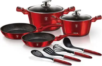 Set tenxheresh dhe tiganësh Berlinger Haus BH-6141, TURBO INDUCTION, seri Burgundy, e kuqe