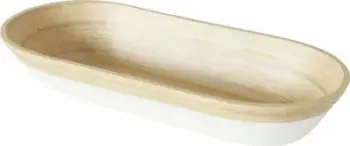 Enë dekorative Boltze Home Bambo, 15 x 15 x 6.5 cm, bambu, ngjyrë natyrale me të bardhë