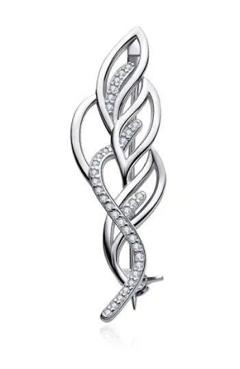 Broshë MOISS Luxury O0000014, argjend, cubic zirconia transparent