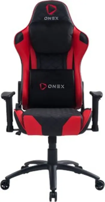 Karrige gaming ONEX GX330, lëkurë sintetike, mbështetëse e rregullueshme, e kuqe e zezë