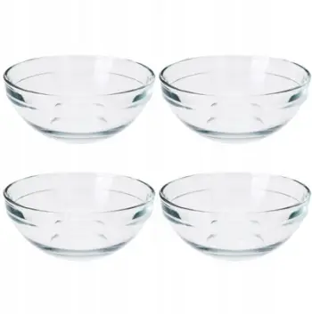 Set me tasa qelqi, 4 copë, Ø12 cm, 275 ml, transparentë