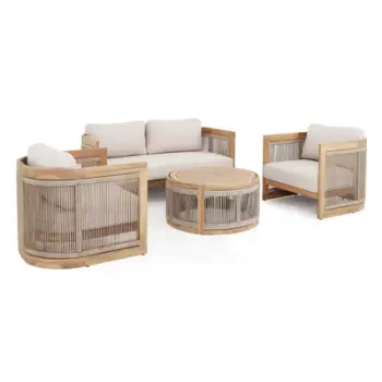 Set lounge kopshti Odyssey HM6264, dru acacia, 4 pjesë, ngjyrë beige