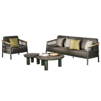 Set lounge kopshti STREAM HM6426.07, 5 copë, alumin, jeshile gri e errët