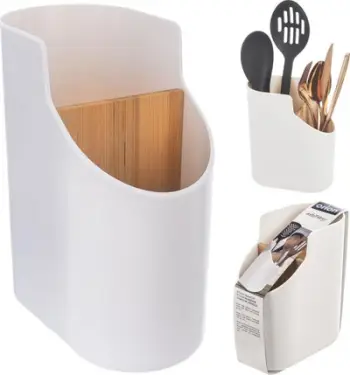 Organizues për takëme Orion, me 2 ndarje, plastikë dhe bambu, bezhë