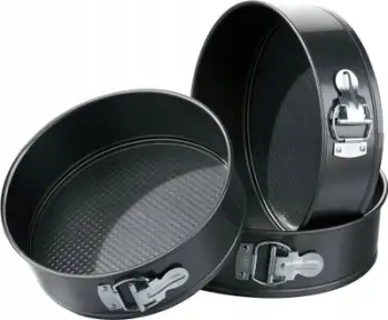 Set tava keku Secret De Gourmet, 3 copë, mekanizëm me kapëse, çelik jo ngjitës, të zeza