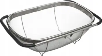 Sitë kuzhine me doreza të zgjatshme, çelik inox, rrjetë e imët, argjend