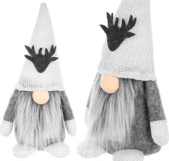 Figurinë dekorative Krishtlindjesh Saska Christmas, xhuxh 25 cm, poliester, gri e bardhë