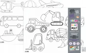 Tapet vizatimi Funny Mat Work Machines and Vehicles, set 2 copë, shumëpërdorimës, i bardhë