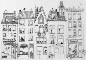 Fletë ngjyrosjeje Funny Mat City, silikoni, 48 x 33 cm, e bardhë