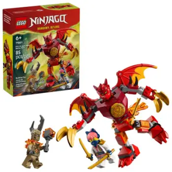 Set lodër LEGO NINJAGO Kai’s Dragon Mech Battle Pack 71851, 85 pjesë, për fëmijë 6+, i kuq