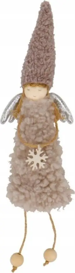 Stoli varëse engjëll dekorativ, 34cm, tekstil, gri