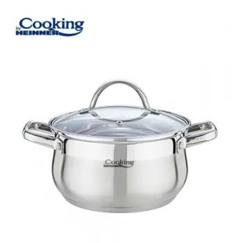 Tenxhere me kapak Heinner Amira, 22x12.5 cm, 4.7 L, çelik inox dhe xham