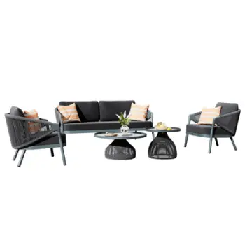 Set mobiljesh kopshti Driscoll HM6473.01, 5 pjesë, alumin dhe litar sintetik, gri e errët