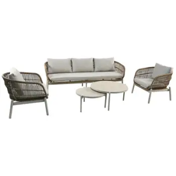 Set lounge oborri MEMFIS HM6470.02, 5 pjesë, alumin dhe litar, aprikot