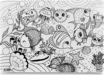 Tapetë tavoline Funny Mat Fish, 48 x 33.5 cm, e bardhë