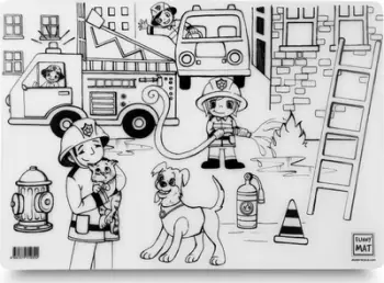 Dyshek ngjyrosës FunnyMat Firefighters, i ripërdorshëm, 48 x 33.5 cm, bardhë e zi