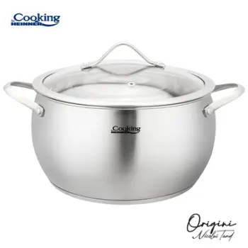 Tenxhere me kapak Heinner Origini 6L, 24x13.5 cm, çelik inox, argjendtë