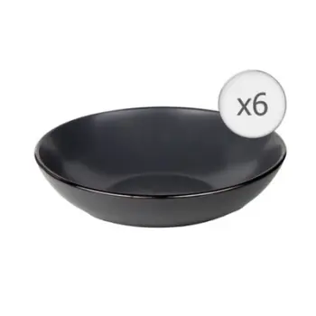 Set pjatash të thella Heinner Calypso, 6 copë, 20 cm, qeramike, të zeza