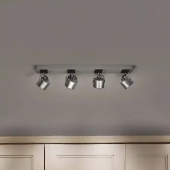 Spot LED LEDVANCE Jupiter, 4 drita, dritë e ngrohtë 3000K, i gjatë, argjendtë