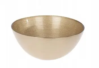 Enë qelqi për sallatë Luxury Glass Bowl, e thellë, teksturë dekorative, ngjyrë ari