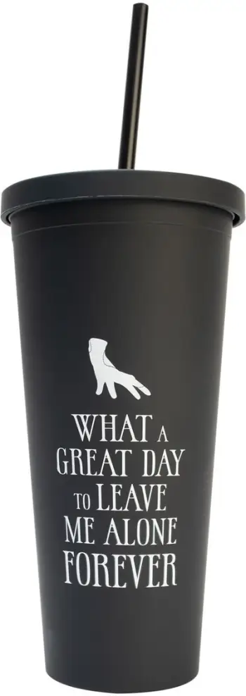 Gotë termusi Wednesday, 485ml, me kapak dhe pipëz, e zezë