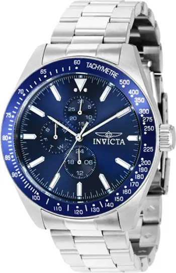 Orë dore për meshkuj Invicta Aviator Quartz 38965, e argjendtë/kaltër