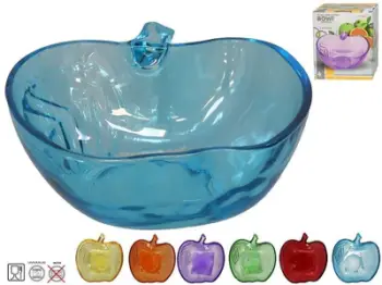 Pjatë qelqi Bowi Crystal Apple Bowl, formë molle, 12.5x13x4.7cm, blu