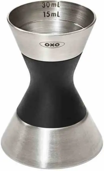 Matës koktejli OXO Good Grips Double Jigger, çelik inox, 30 mL, argjendtë e zezë
