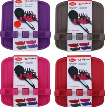 Mbajtës luge kuzhine Solid Spoon Holder, silikoni, i zi