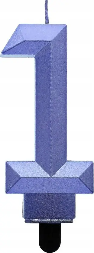 Qiri për tortë GoDan Number 1 Metallic Diamond, 7.6cm, metalik blu