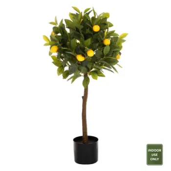 Bimë dekorative artificiale Lemon, 90cm, në vazo, me fruta të verdha