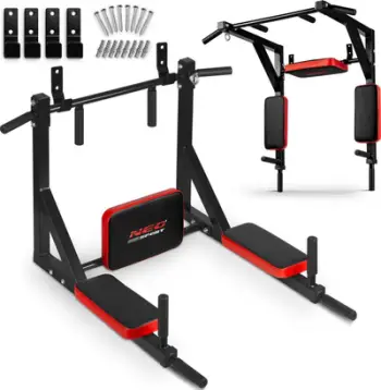 Shufër tërheqëse muri Neo Sport NS-319, me mbështetëse shpine, multifunksionale, e zezë me të kuqe