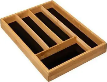 Tabaka organizuese Hahn Cutlery Tray, 5 ndarje, bambu, kafe natyrale