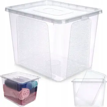 Kuti ruajtjeje plastike, me kapak, transparente