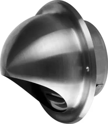 Kapak ventilimi WMN, inox, 125mm, gjysmë-rrethor, argjendtë