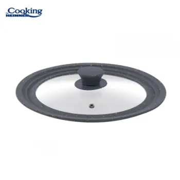 Kapak tenxhere Cooking by Heinner, buzë të rregullueshme, 22 24 26 cm, xham dhe silikon, gri