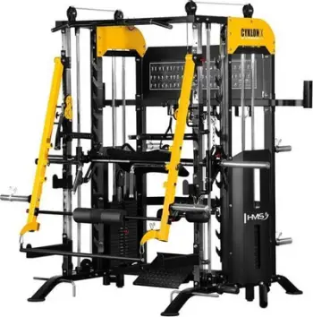 Stacion multifunksional Smith HMS Cyklon X, 2x100kg, për palestër, i zi e verdhë