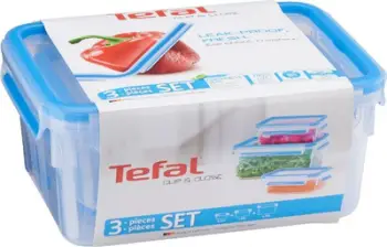 Set enësh plastike Tefal Master Seal Fresh, 3 copë, 0.55L 1.0L 2.3L, transparente