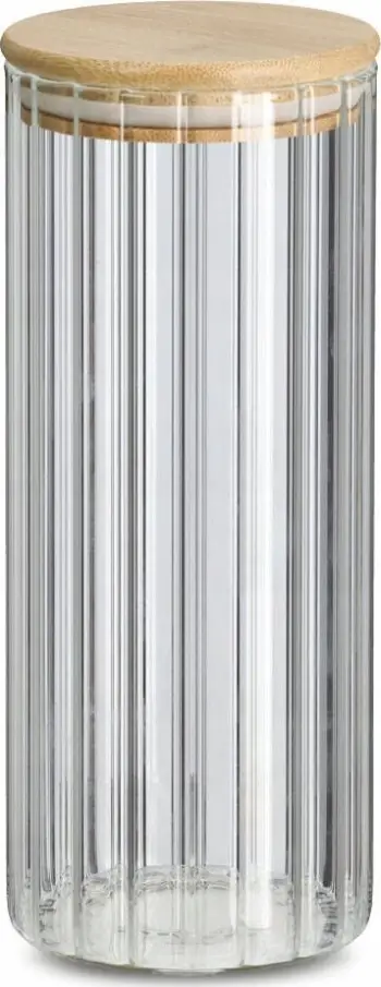 Kuti qelqi ZELLER GROOVES, 1100ml, kapak bambuje, transparente