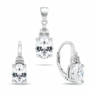 Set Pendant dhe vathë për femra Brilio Silver SET293W