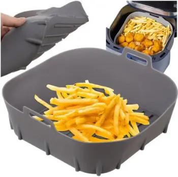 Insert silikoni për fritezë ajri, 20 x 20 cm, katror, gri