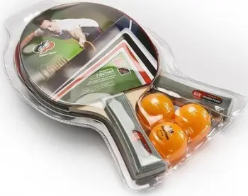 Set pingpongu Double Power 3 Star, 2 raketa, 3 topa, portokalli