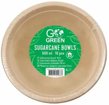 Pjata të thella GoGreen 1901287, kallam sheqeri, 500 ml, 10 copë, të bardha
