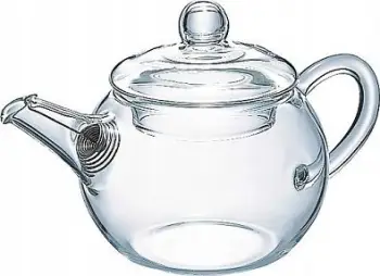 Çajnik xhami Hario Asian Teapot Round, 180ml, me filtër inox, transparent